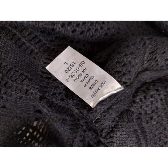 Roaman's Womens 18 to 20 Black Open-Knit Cardigan Sweater - Picture 5 of 7
